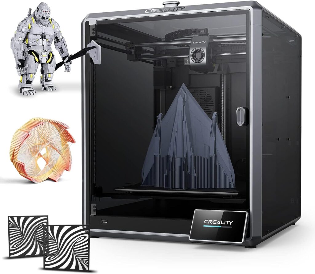 Creality K1 Max 3D Printers, 600mm/s Printing Speed Smart AI Function 300 * 300 * 300 Large Build Volume Dual Hands-Free Auto Leveling Dual Cooling