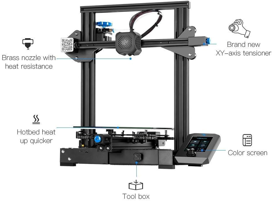 CREALITY Official Ender 3 V2 3D Printer with MeanWell Power Supply Upgraded Version of Ender 3 Pro Silent Motherboard Mainboard for Carborundum Glass Platform LCD Screen Printing Size 8.6x8.6x9.8in