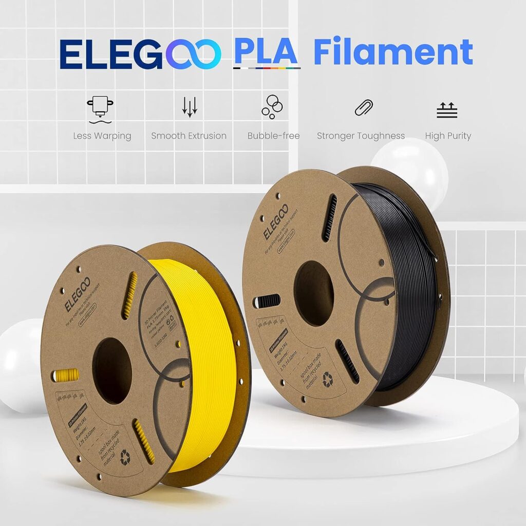 ELEGOO PLA Filament 1.75mm Dark Blue 2KG, 3D Printer Filament Dimensional Accuracy +/- 0.02mm, 2 Pack 1kg Cardboard Spool(2.2lbs) 3D Printing Filament Fits for Most FDM 3D Printers