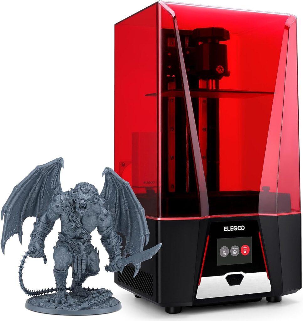 ELEGOO Saturn 2 8K 3D Printer, 10 inch Monochrome LCD MSLA UV Resin Printer with Odor Reducing Facility and Screen Protector, 8.6x4.8x9.8 Inch Larger Printing Size