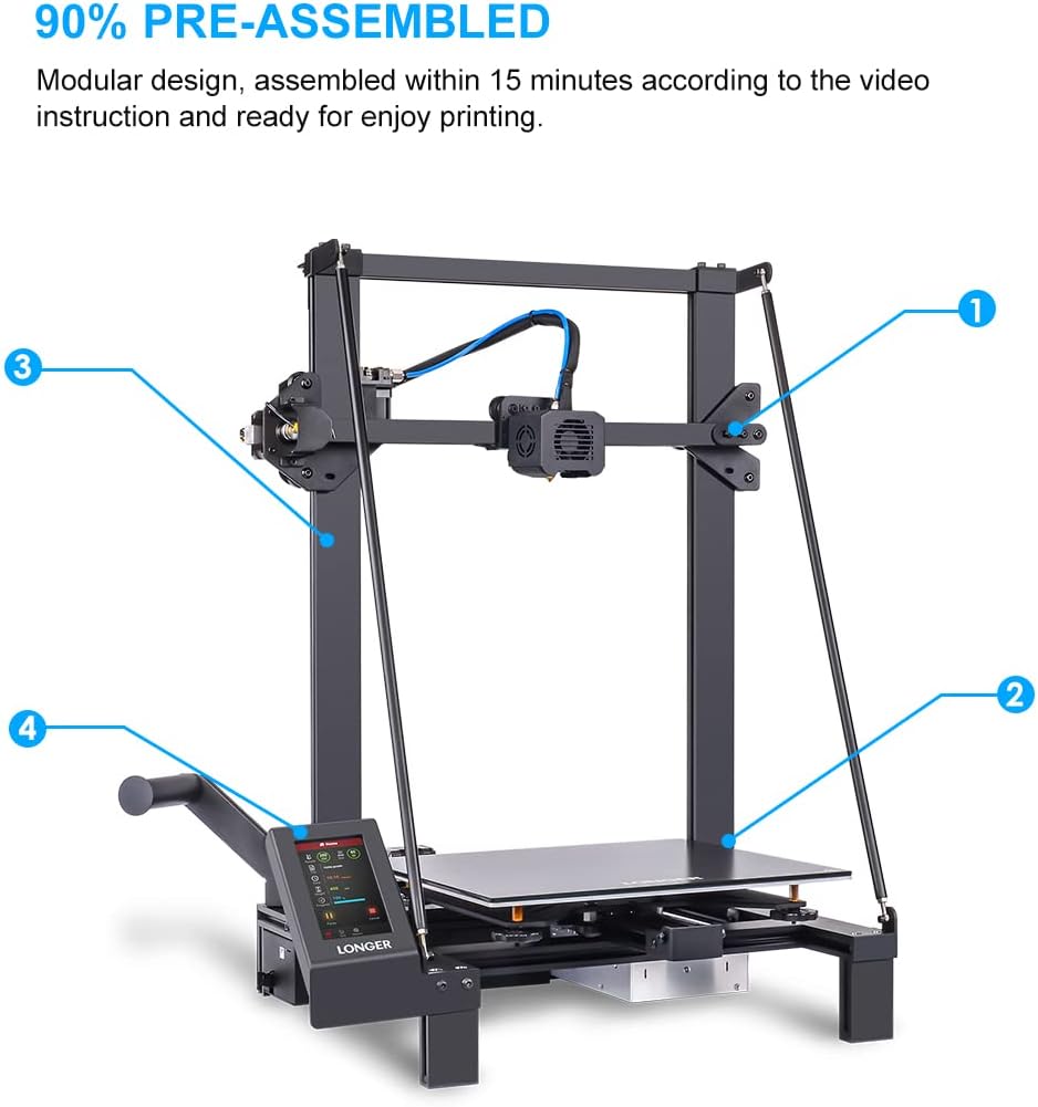 LGT Longer LK5 Pro 3D Printer Upgraded with Dual Blower Kit, Large Print Size 11.8x11.8x15.7(300x300x400mm), Open Source, Removable Lattice Glass Platform, Diagonal Rod and Resume Printing, DIY