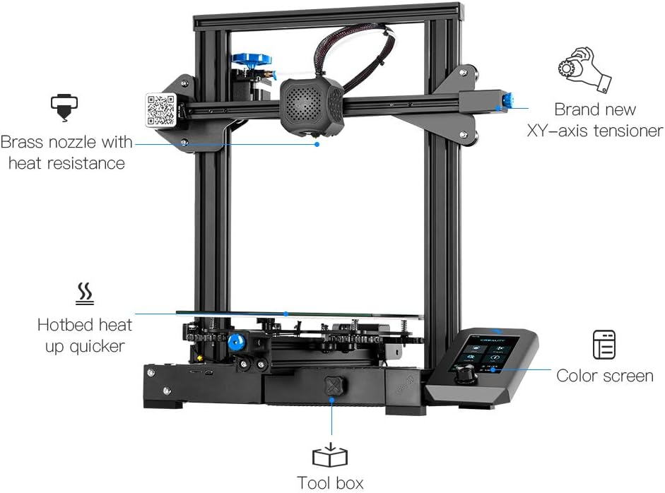 Official Creality Ender 3 V2 Upgraded 3D Printer with Silent Motherboard Branded Power Supply Carborundum Glass Platform Resume Printing Function, DIY FDM 3D Printers Build Size 8.66x8.66x9.84 inch