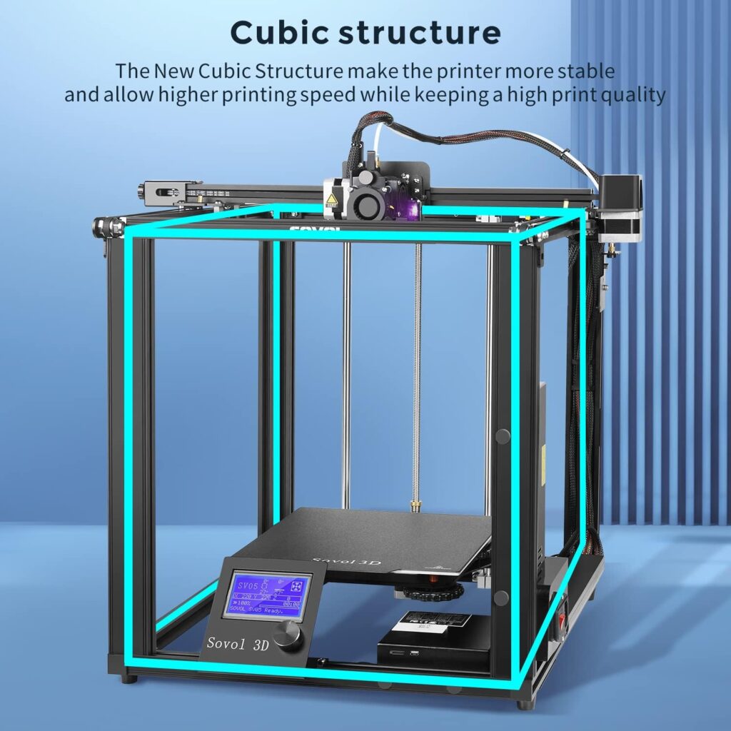 Sovol 3D SV05 Metal Frame Metal Direct Drive Extruder FDM 3D Printer with Upgraded 32-bit Silent Mainboard CR Touch Auto Leveling Flexible Build Plate 220 * 220 * 300mm