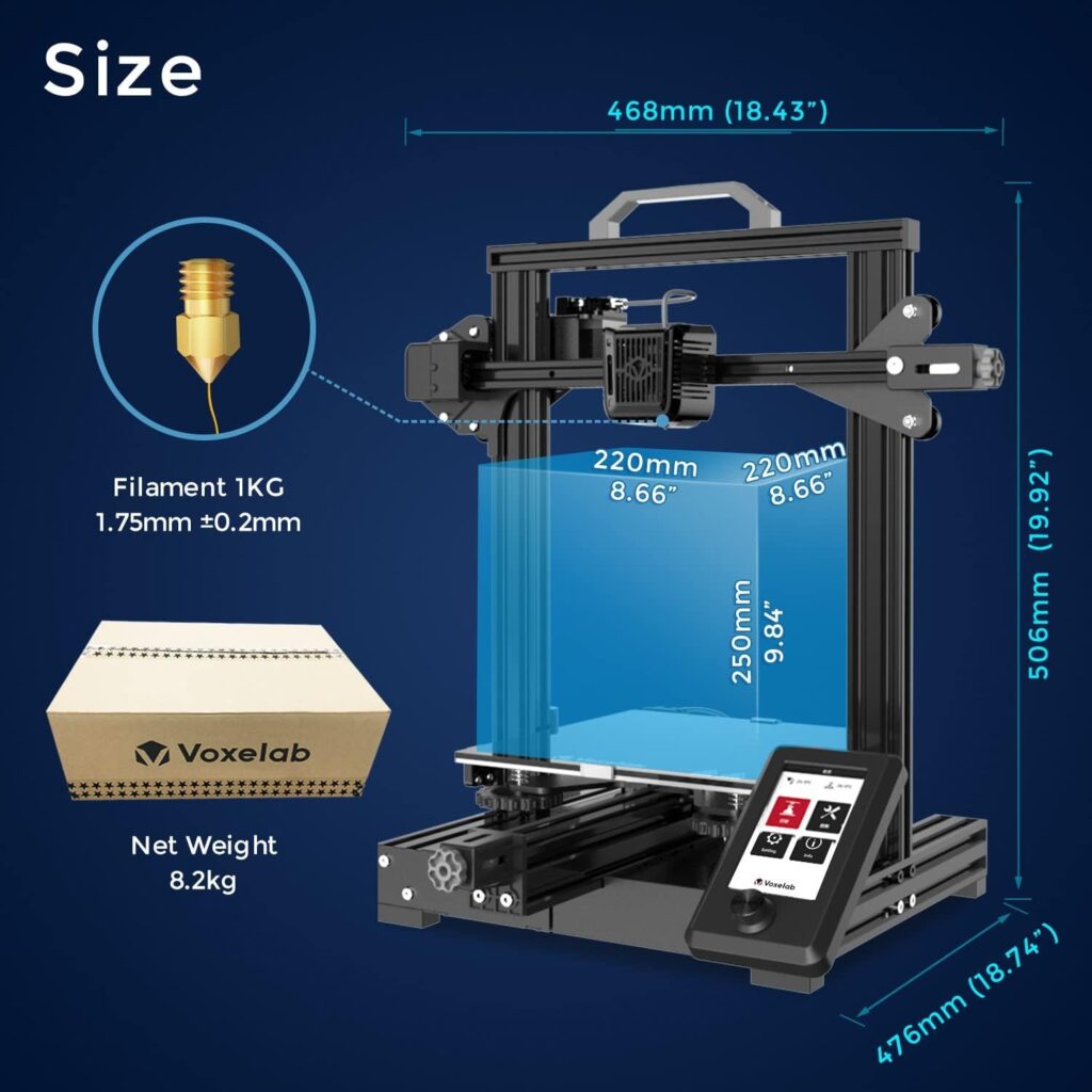 Voxelab Aquila 3D Printer X2, Metal FDM DIY 3D Printer Carborundum Glass Build Platform, Filament Detection, Compatible for PETG/PLA/ABS, Upgraded Version.