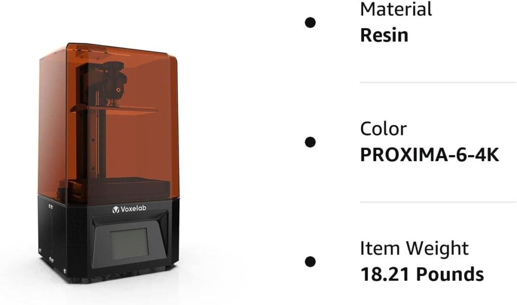 Voxelab Proxima 4K Resin 3D Printer - 25mm/h High-Speed Printing, 4K LCD Monochrome Screen 6, Touchscreen, Linear Guide Rail, 130x76x155mm - Create Stunning 4K Prints Effortlessly!