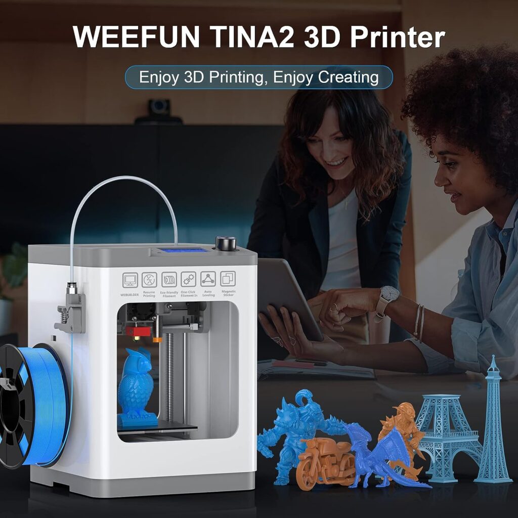 WEEFUN TINA2 Mini 3D Printers, FDM 3D Printer for Beginners with Resume Printing Function, Fully Assembled Auto Leveling 3D Printer for Kids, Fully Open Source, Removable Flexible Magnetic Build Plate