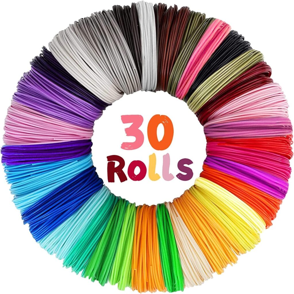 30 Colors 3D Pen PLA Filament Refills, Each Color 16 Feet, Total 480 feet, 3D Printing Pen PLA Filament 1.75mm for 3D Pens, Multiple Colors