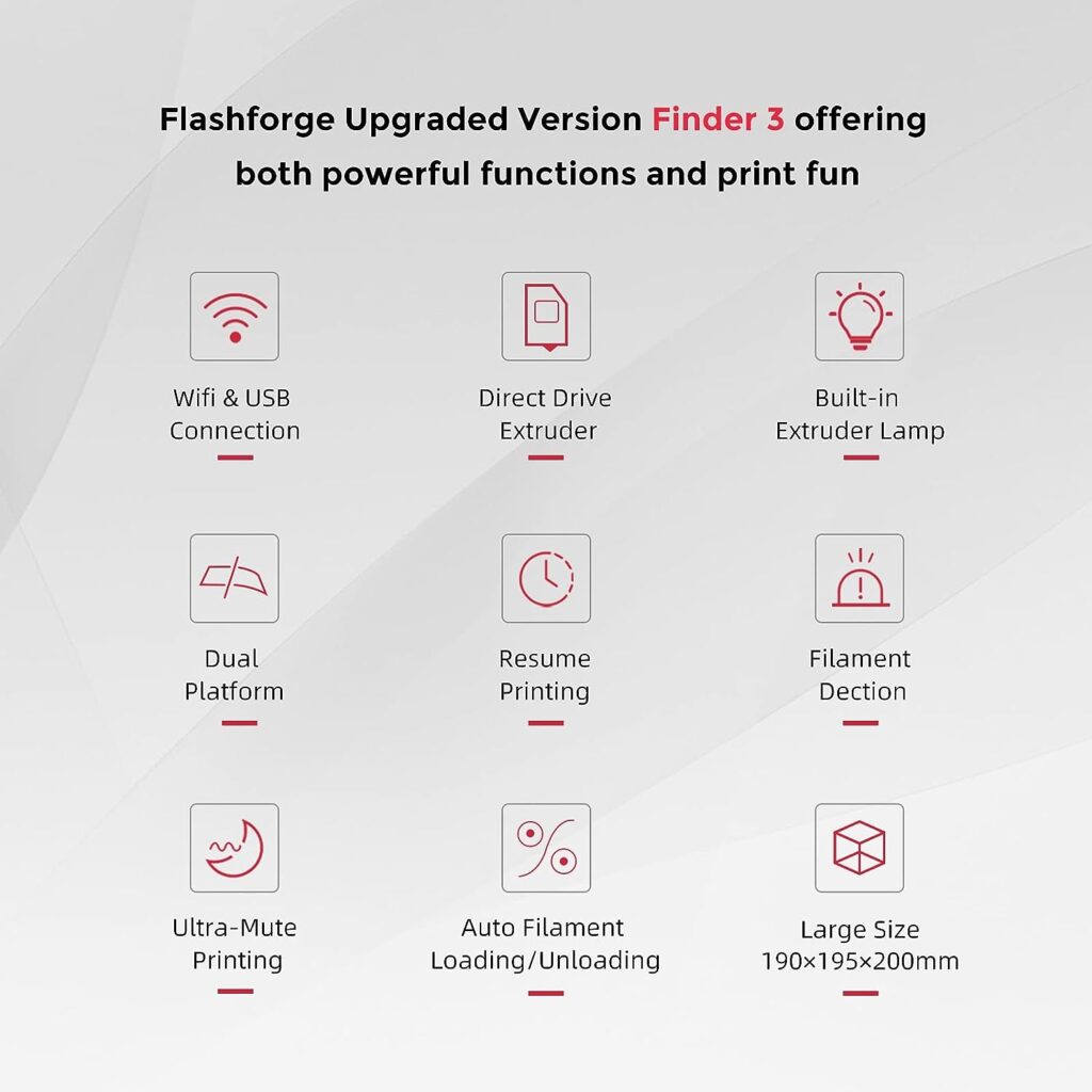 FLASHFORGE 3D Printer Finder 3 Glass Heating Bed with Removable PEI Surface and Magnetic Platform, Fully Assembled, Large FDM 3D Printers with 7.5 x 7.7 x 7.9 Printing Size