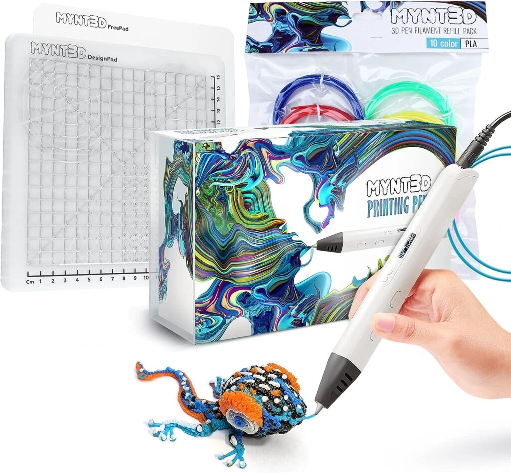 MYNT3D Pro 3D Pen + 10 Color PLA + DesignPad Mat Kit