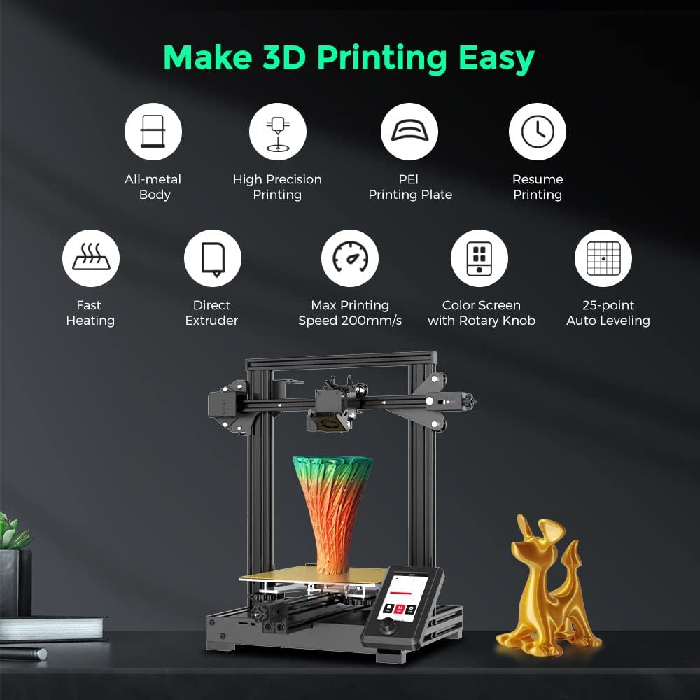 Voxelab Upgraded Aquila S3 3D Printer, 25-Point Auto Leveling and Removable Magnetic PEI Steel Platform, 300℃ High Temperature Direct Extruder, Max Printing Speed 200mm/s, 220×220×240mm Printing Size