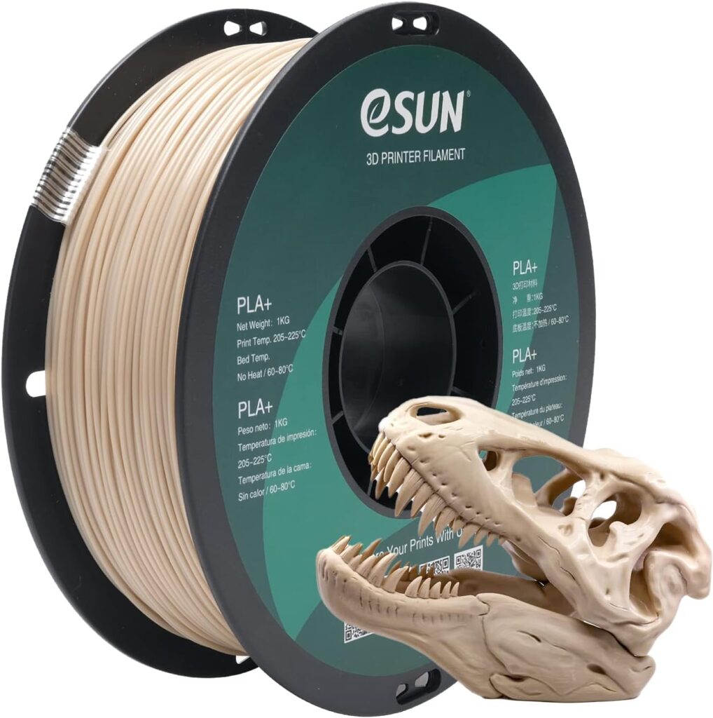 eSUN PLA+ Filament 1.75mm, 3D Printer Filament PLA Plus, Dimensional Accuracy +/- 0.03mm, 1KG Spool (2.2 LBS) 3D Printing Filament for 3D Printers, Bone White