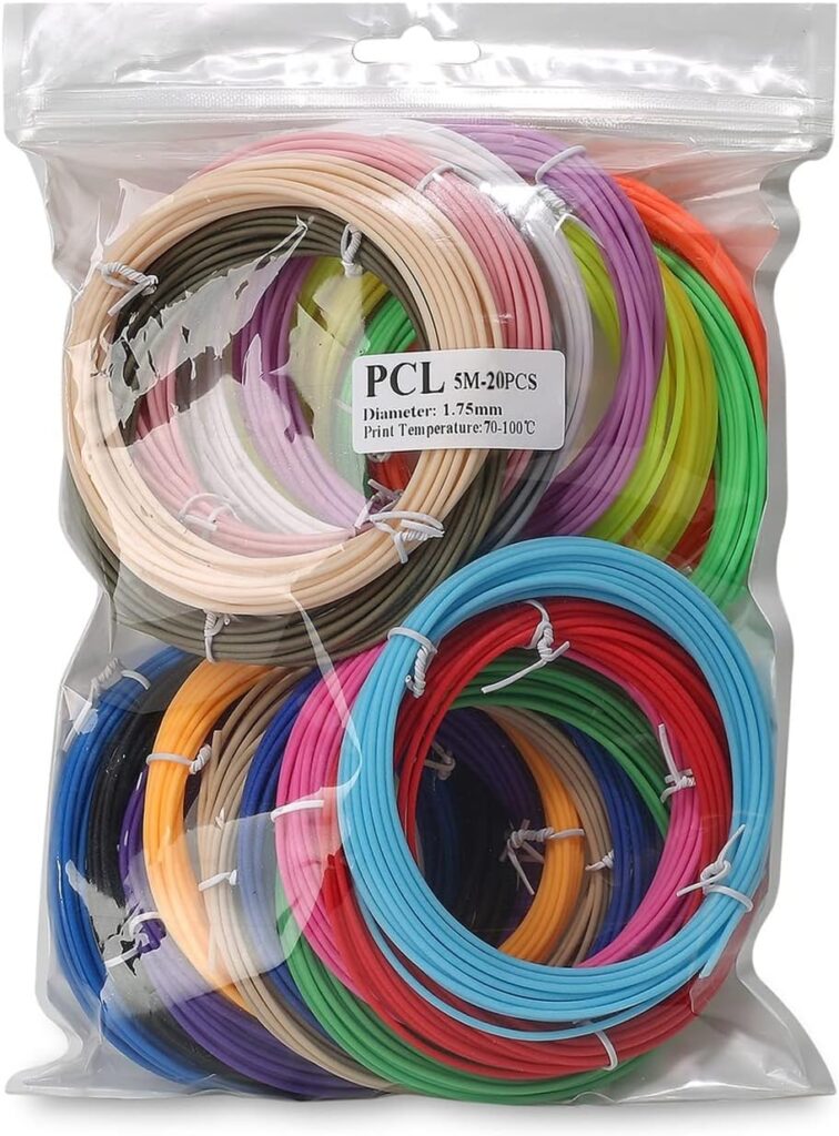 JIALONGKEJI Colorful 3D Printing Materials Fit For 3D Pens 50M 100M 150M PCL PLA Filament 1.75mm (Color : 100M 20 Color PCL)