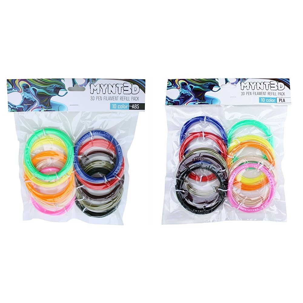 MYNT3D ABS 3D Pen Filament Refill Pack (10 Color, 3m Each)